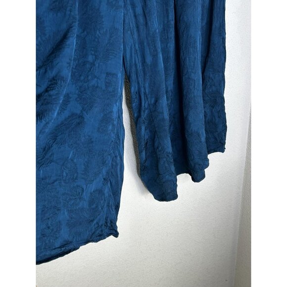 Chico's Pants Womens 2 US Large Blue Jacquard Wide Leg Palazzo Pull-On Culottes - Picture 2 of 13